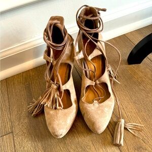 SCHUTZ Suede Wedge with Tassels